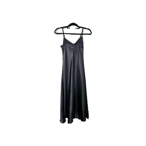 Bebe Gray Slip Dress Size Small Made In USA  Slinky Silky Sexy Y2k Lettuce Trim - Picture 2 of 7